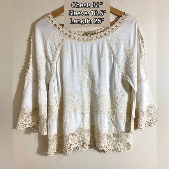 Democracy Ivory Peasant Blouse - Boho Festival 70s Style - Picture 5 of 16